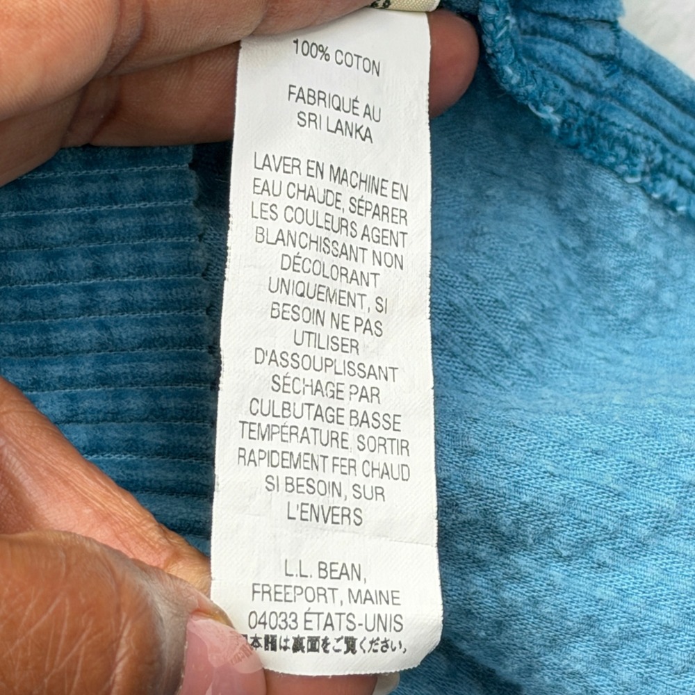 LL Bean Women's M Textured Cotton Corduroy Shirt Teal Button Front Casual - Picture 6 of 12